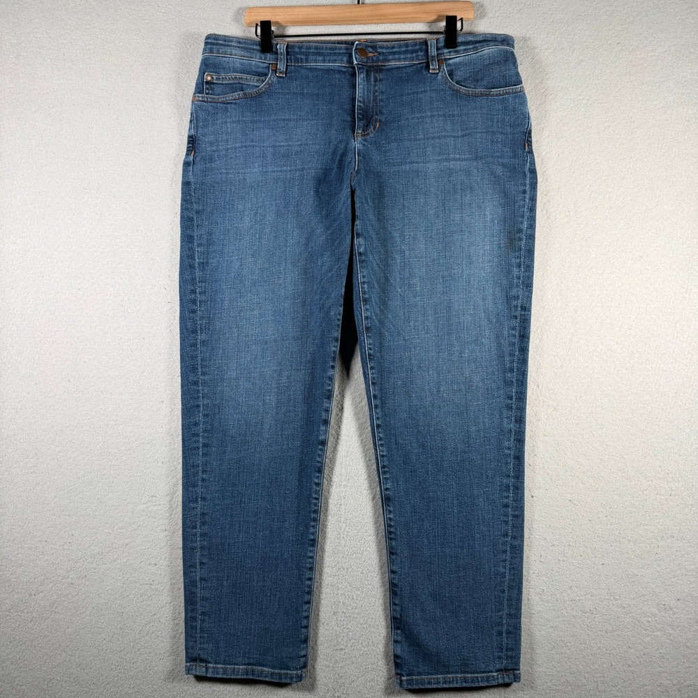 Eileen Fisher Womens Organic Cotton Stretch Straight Leg Jeans Blue Size 14